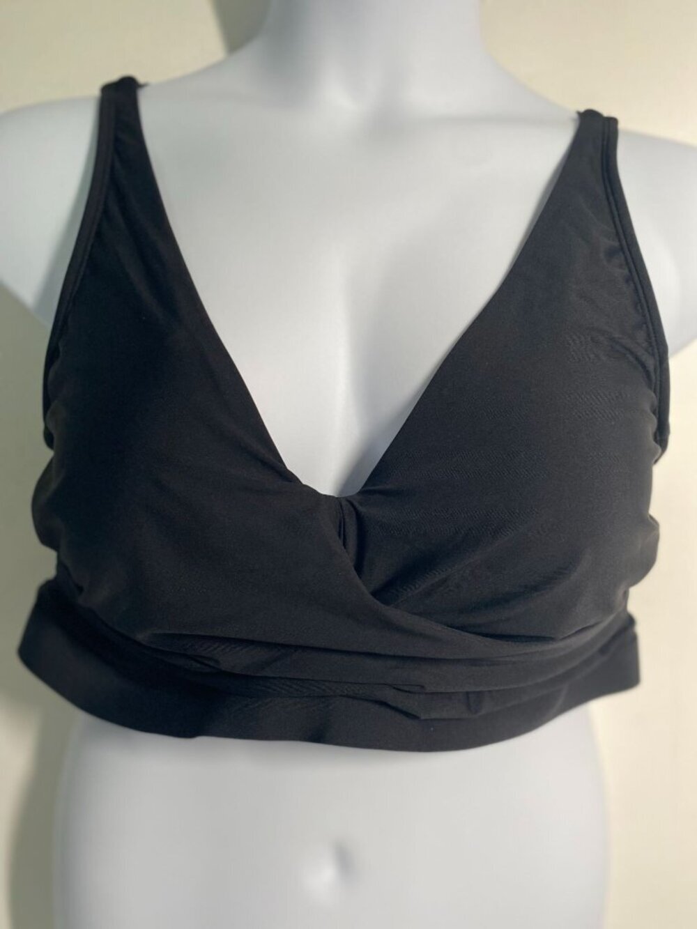 Black Padded 1x Bikini Top With Adjustable Straps & Tie Back Closure